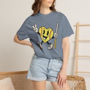 softball heart figure t‑shirt – cute retro softball love design on comfort colors tee