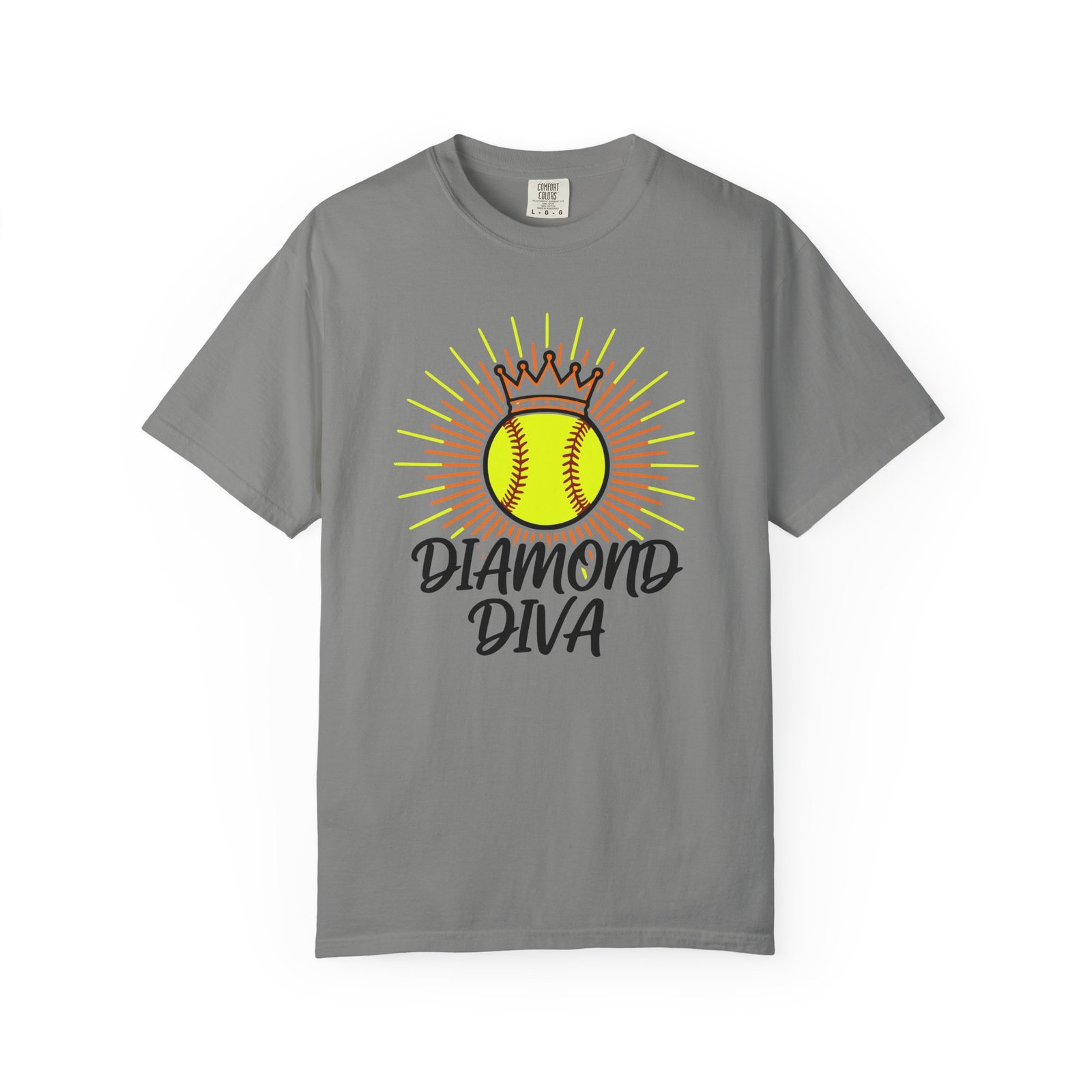 diamond diva softball tee — graphic shirt for players & fans on a comfort colors 1717 t shirt