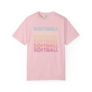 softball retro wave tee — pastel repeating softball graphic on comfort colors 1717 t shirt