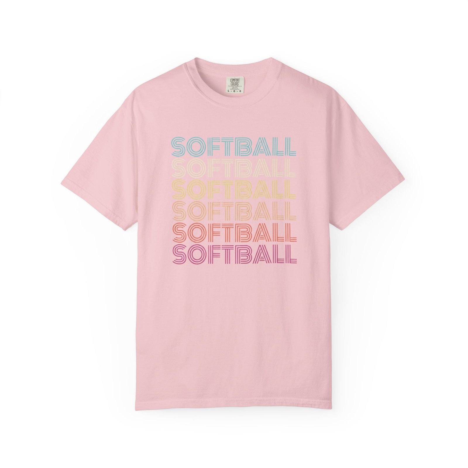 softball retro wave tee — pastel repeating softball graphic on comfort colors 1717 t shirt