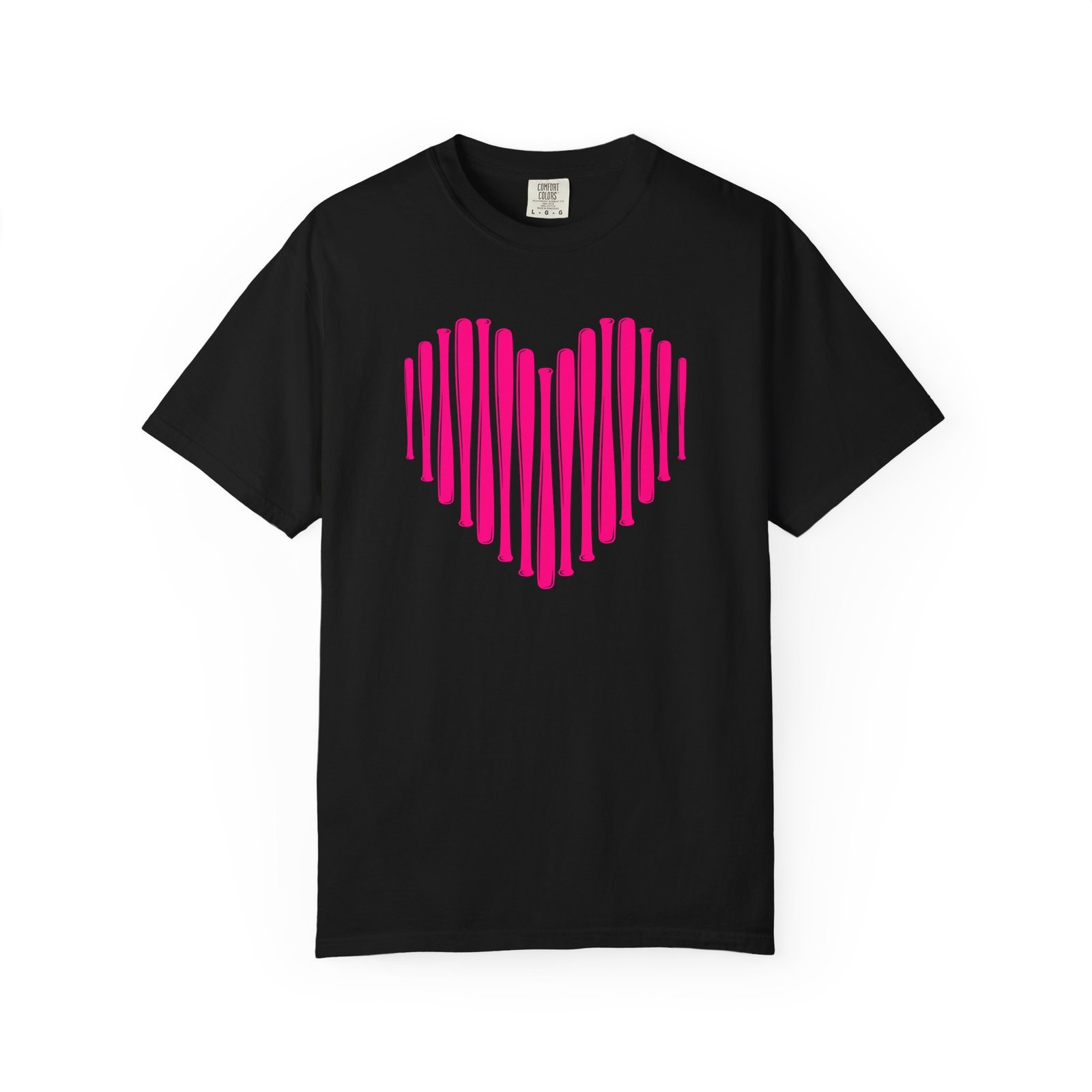 heart bats softball tee pink heart graphic t shirt on comfort colors 1717 shirt