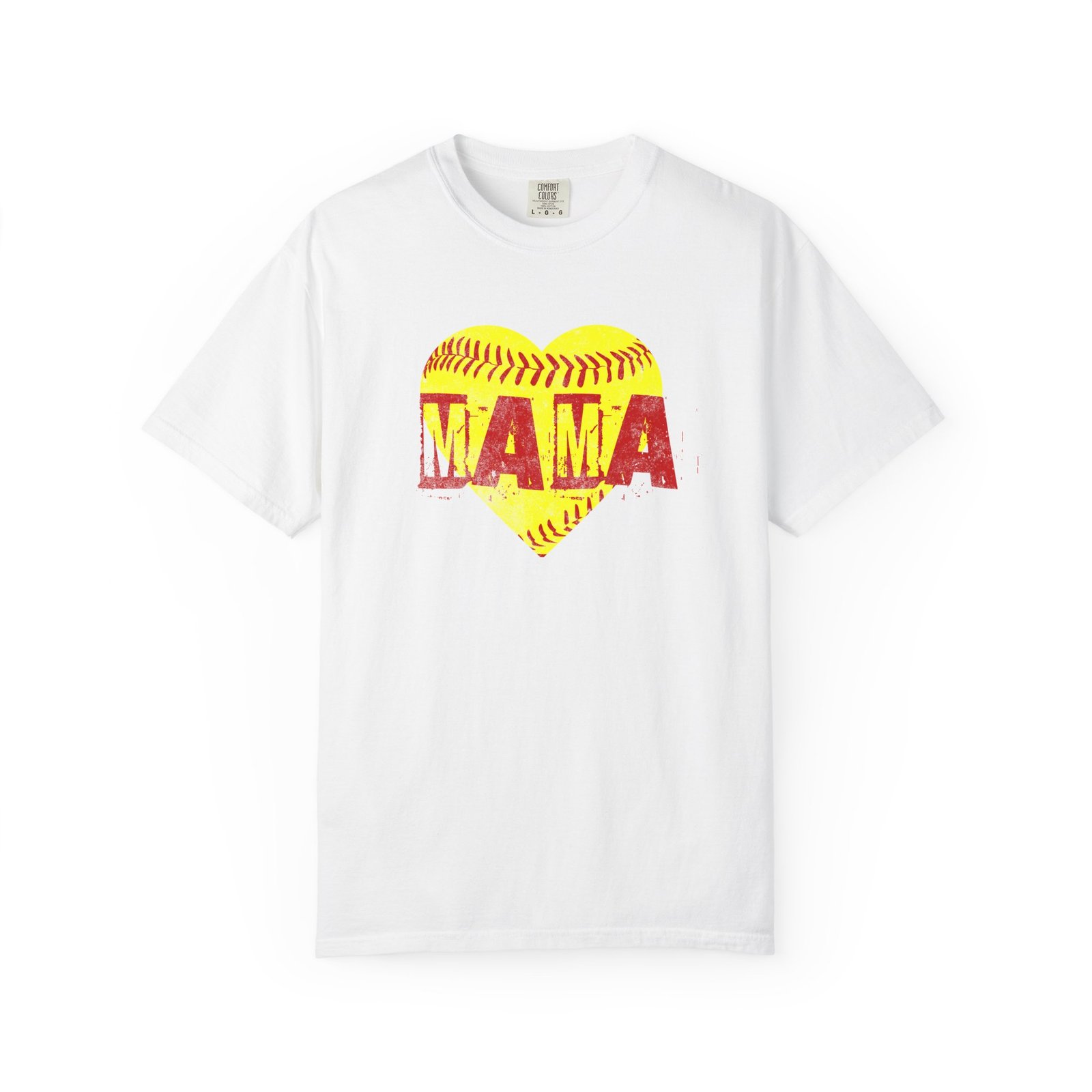 softball heart 'mama' tee — softball mom / mother shirt on comfort colors 1717 t shirt