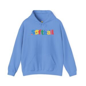 softball colorful hoody — playful retro lettering softball hooded sweatshirt