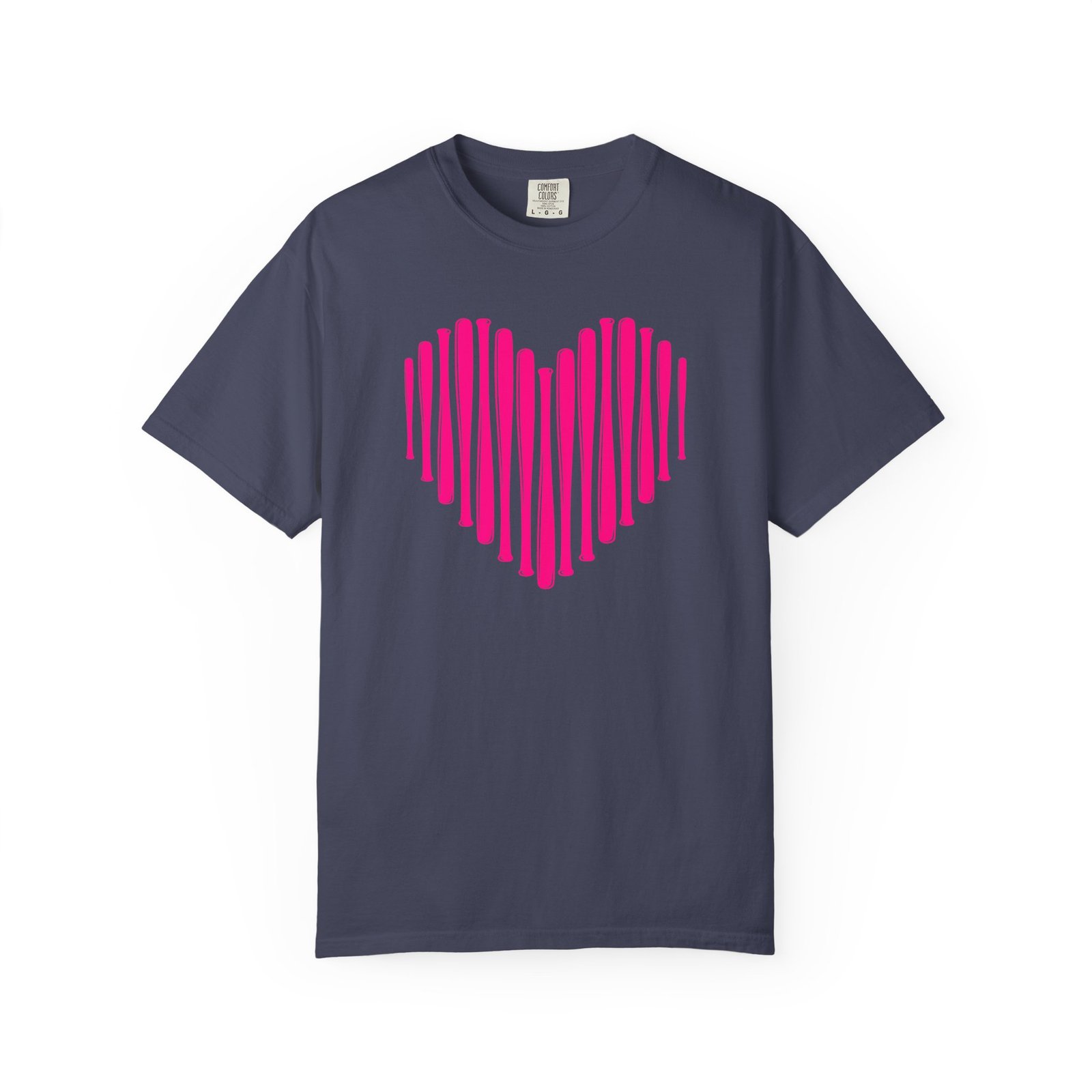 heart bats softball tee pink heart graphic t shirt on comfort colors 1717 shirt