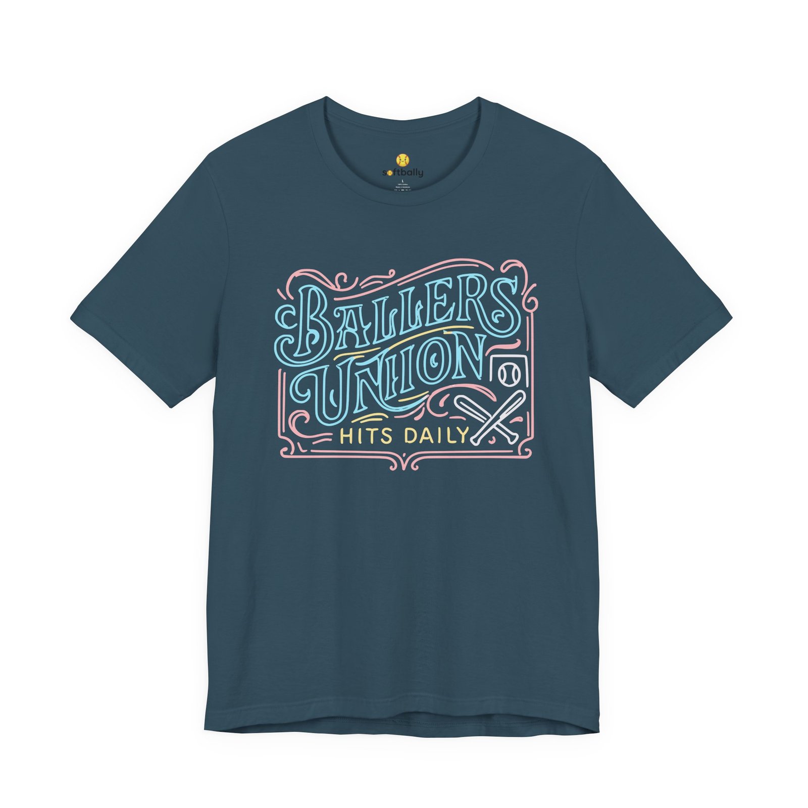 ballers union tee — 'ballers union hits daily' retro neon sign style t‑shirt ballers union tee — 'ballers union hits daily' retro neon sign style t‑shirt