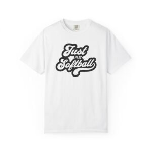 just play softball retro script t‑shirt on comfort colors 1717 tee