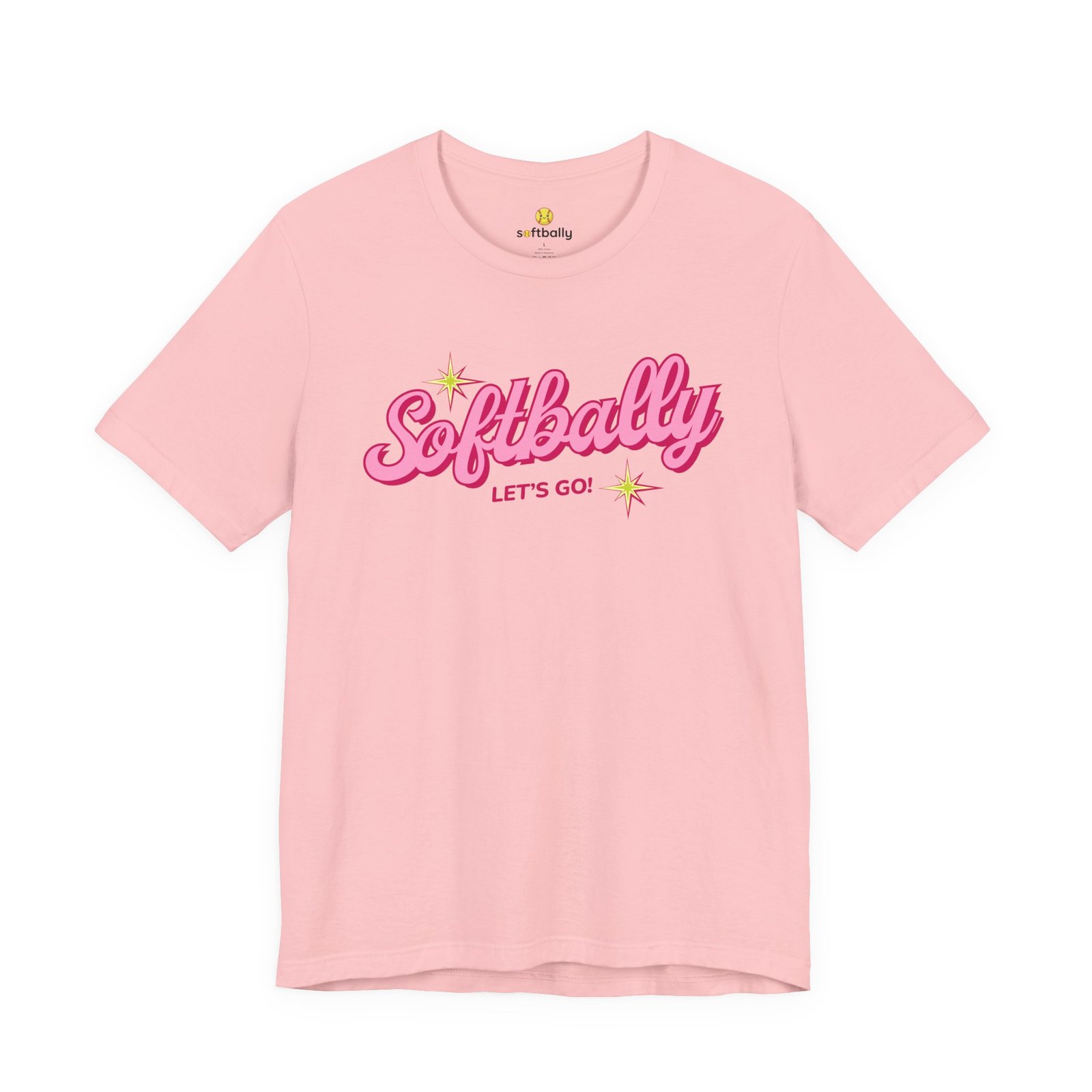 softbally “let’s go!” tee — bubble gum retro softball shirt softbally “let’s go!” tee — bubble gum retro softball shirt