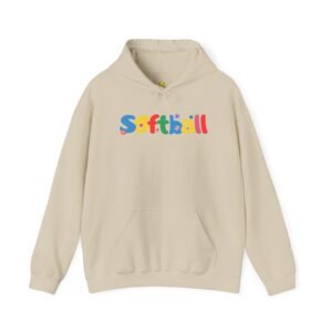softball colorful hoody — playful retro lettering softball hooded sweatshirt