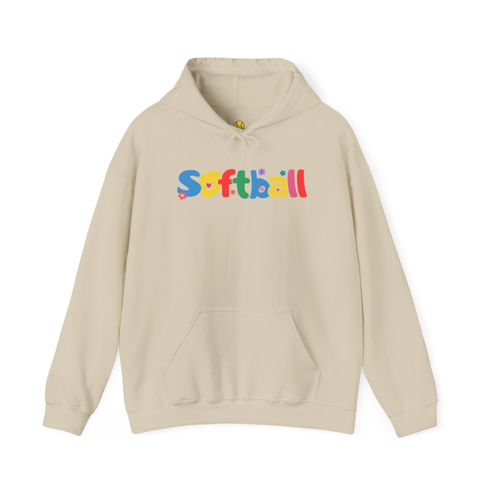 softball colorful hoody — playful retro lettering softball hooded sweatshirt