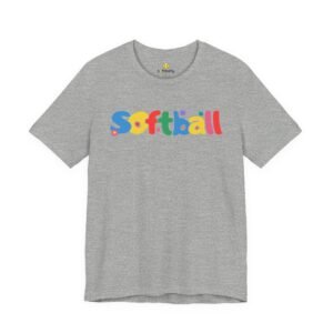 softball colorful kids tee — playful retro lettering softball shirt