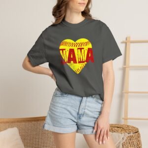 softball heart 'mama' tee — softball mom / mother shirt on comfort colors 1717 t shirt