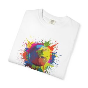 color splash softball tee — vibrant crewneck softball graphic on comfort colors 1717 shirt