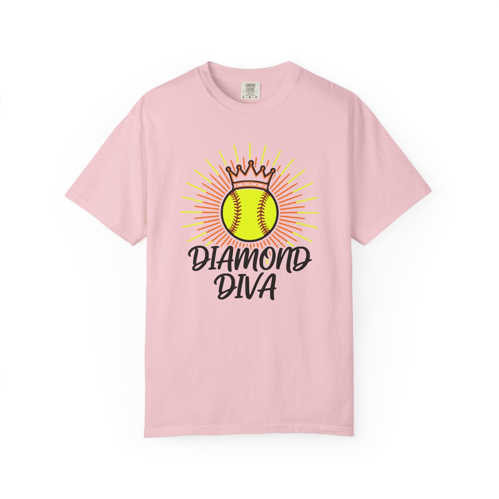 diamond diva softball tee — graphic shirt for players & fans on a comfort colors 1717 t shirt