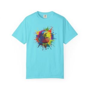 color splash softball tee — vibrant crewneck softball graphic on comfort colors 1717 shirt