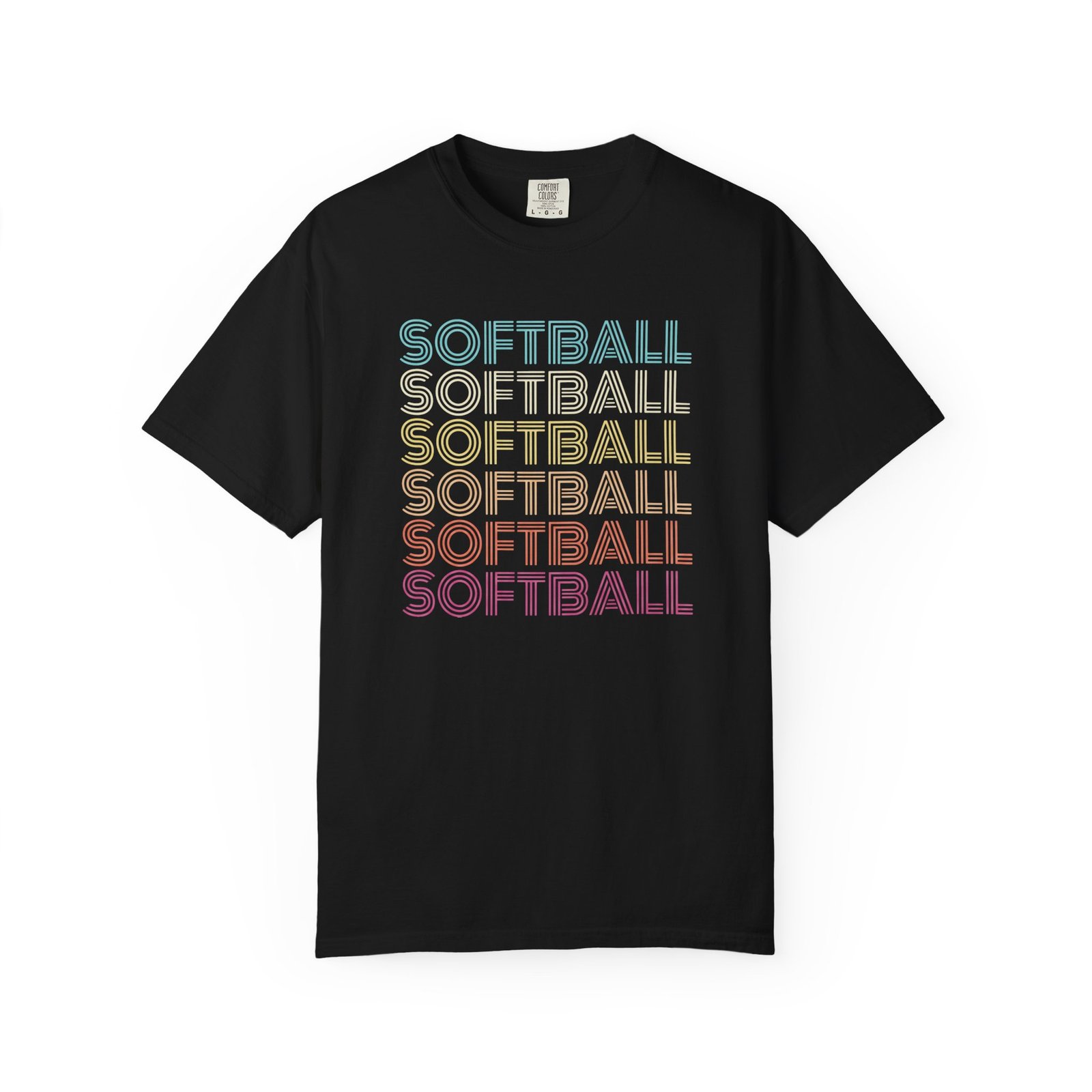 softball retro wave tee — pastel repeating softball graphic on comfort colors 1717 t shirt
