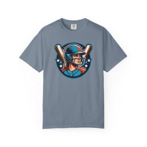 softball player graphic shirt — retro batter softball t‑shirt on comfort colors 1717 tee