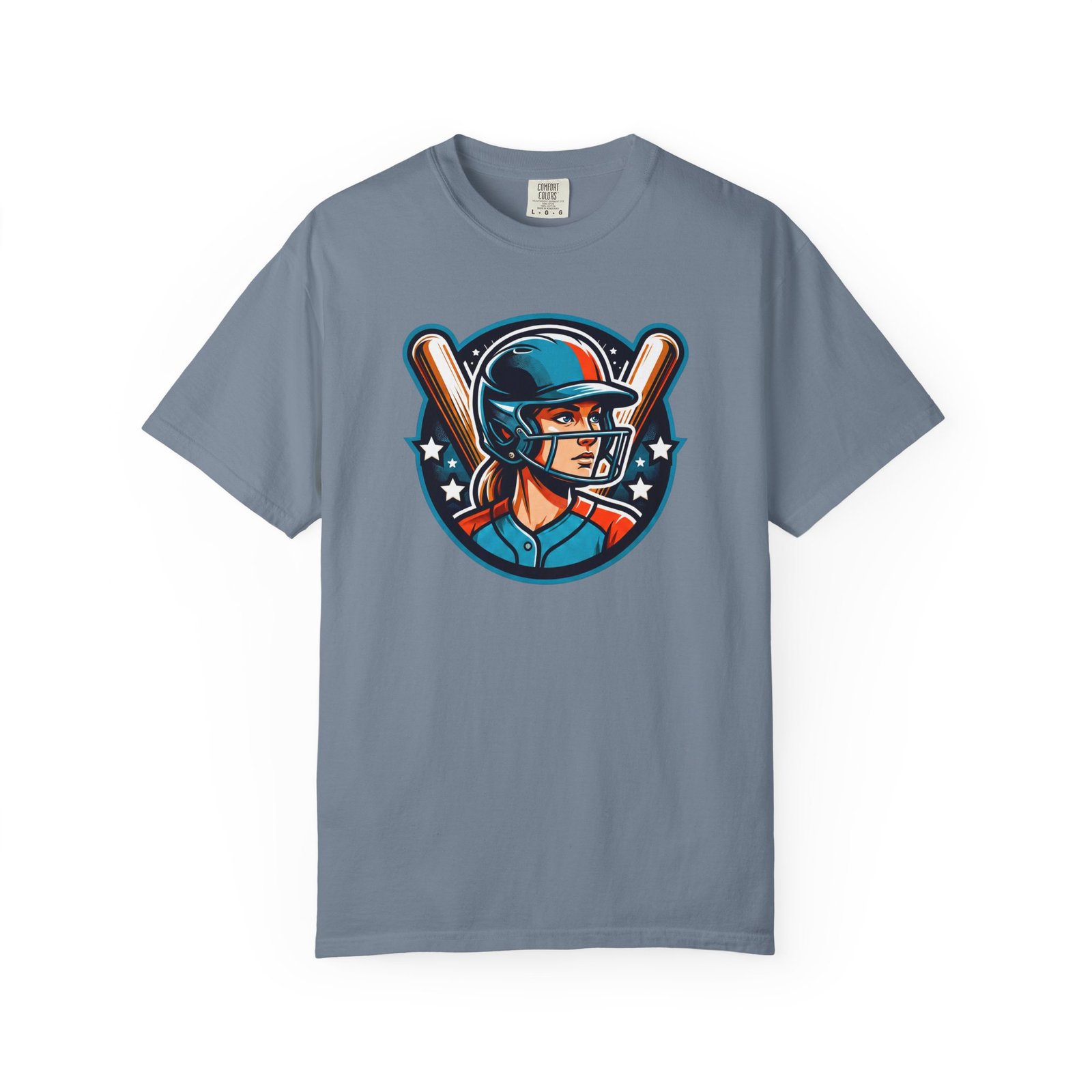 softball player graphic shirt — retro batter softball t‑shirt on comfort colors 1717 tee