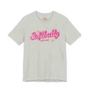 softbally “let’s go!” tee — bubble gum retro softball shirt