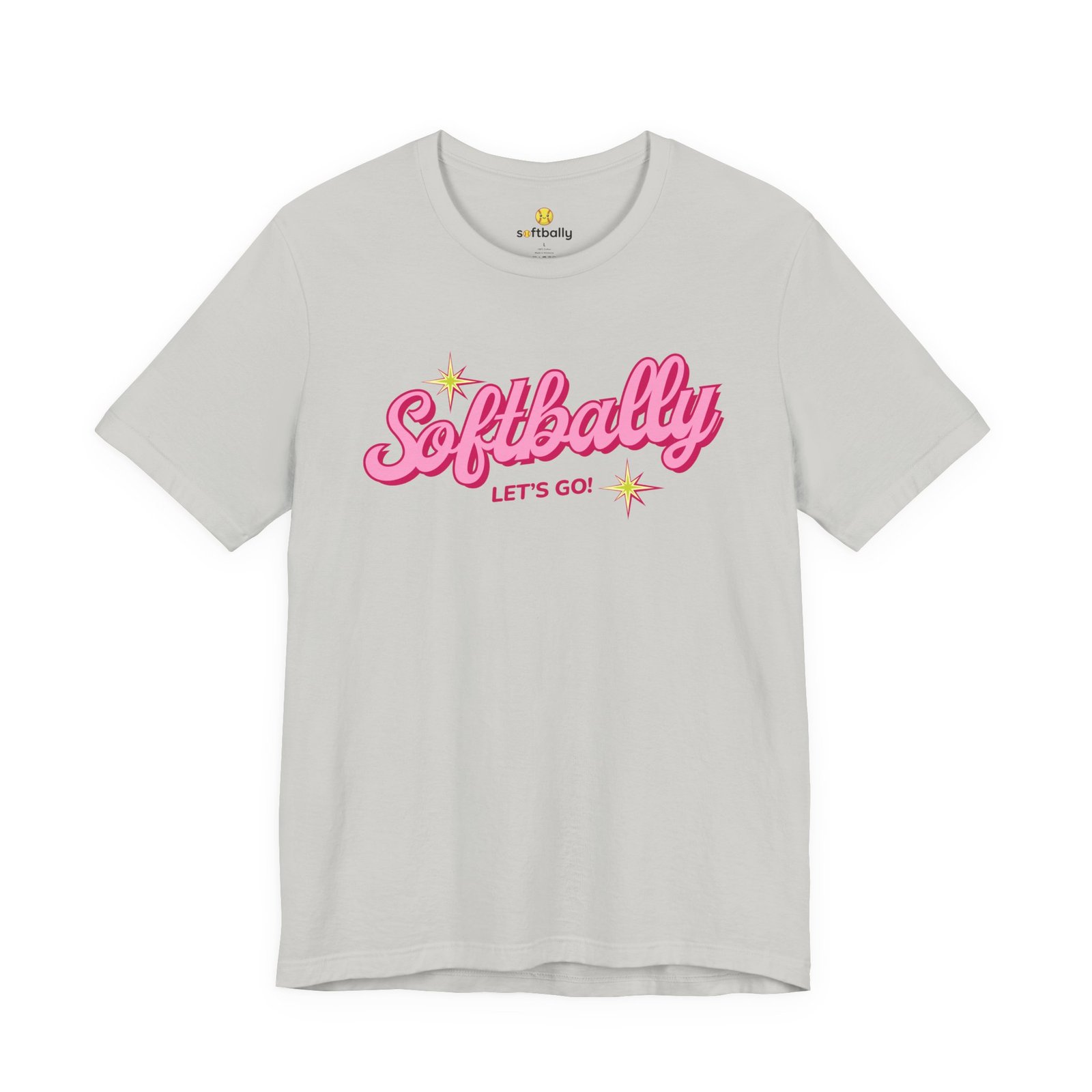 softbally “let’s go!” tee — bubble gum retro softball shirt softbally “let’s go!” tee — bubble gum retro softball shirt