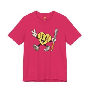 softball heart figure t‑shirt – cute retro softball love tee