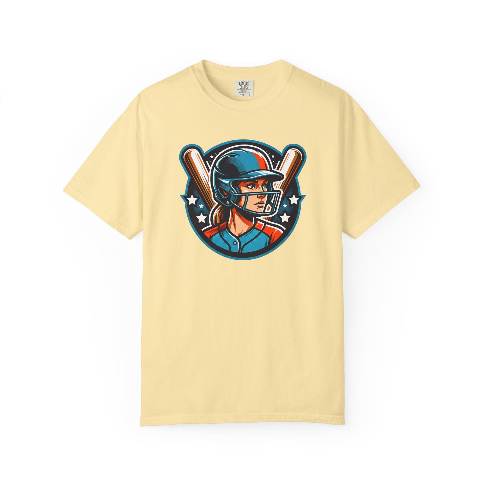 softball player graphic shirt — retro batter softball t‑shirt on comfort colors 1717 tee