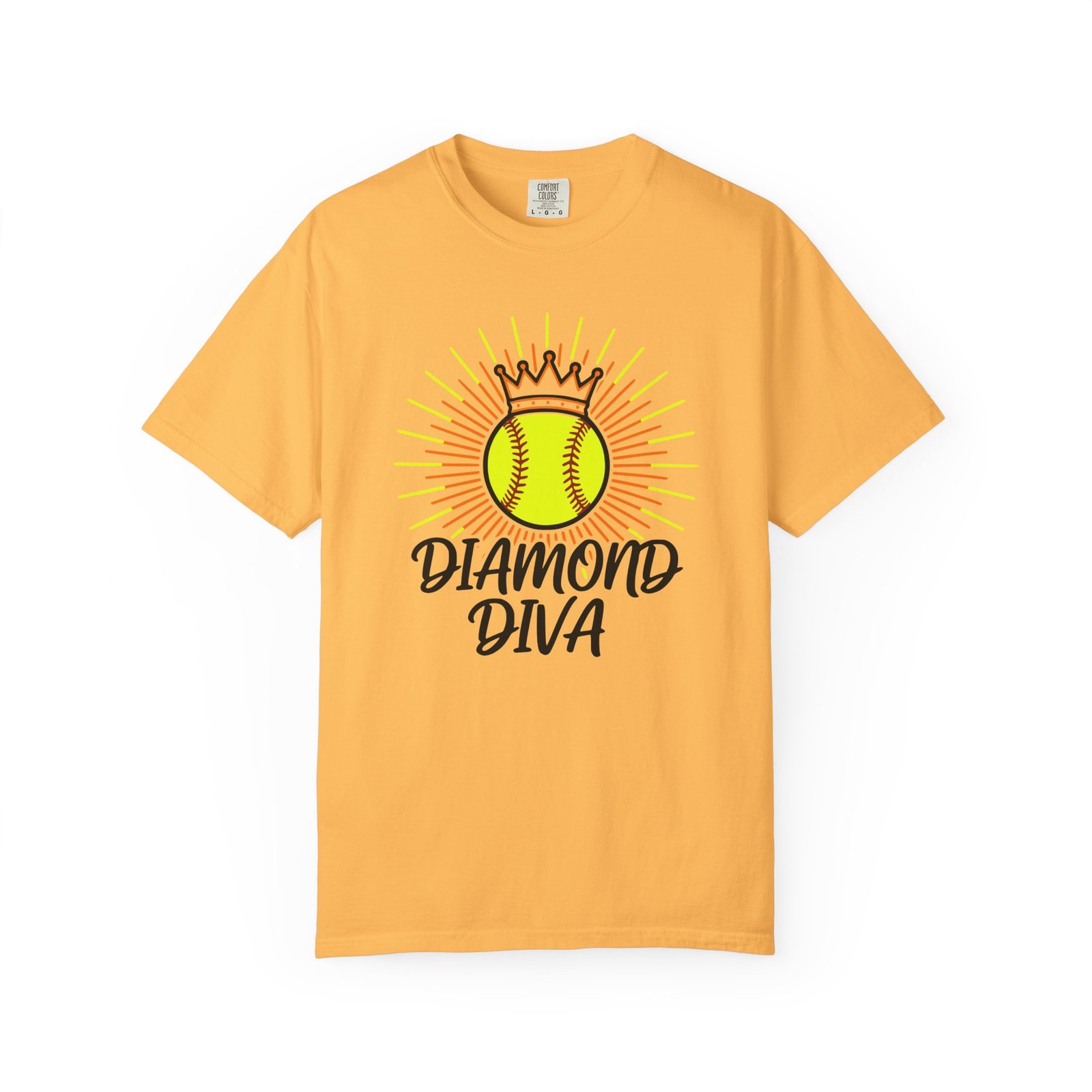 diamond diva softball tee — graphic shirt for players & fans on a comfort colors 1717 t shirt