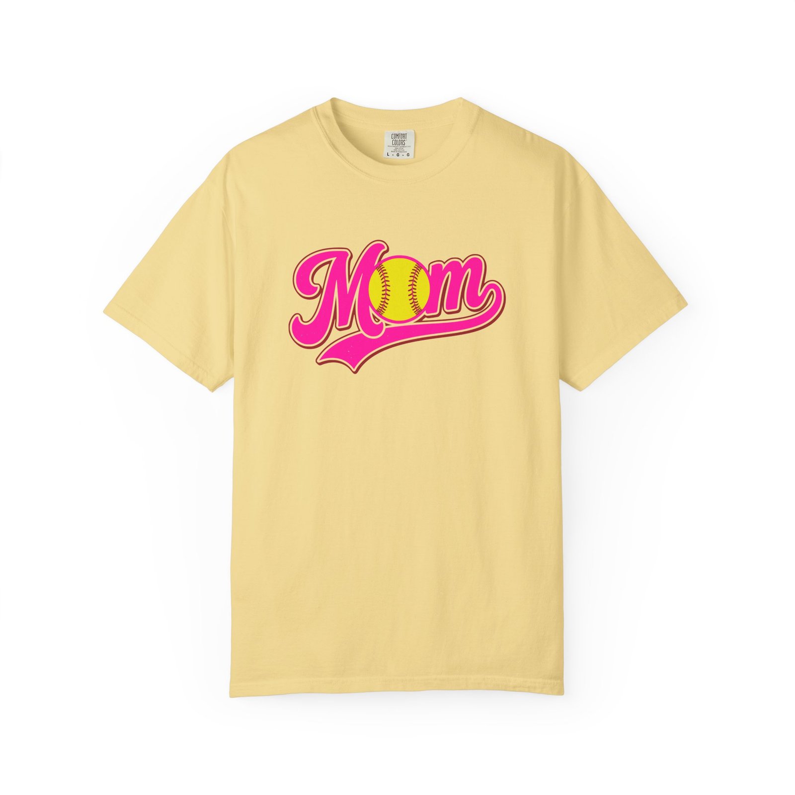 softball mom t shirt pink retro script mom with softball graphic on comfort colors 1717 tee