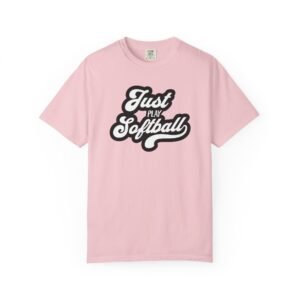 just play softball retro script t‑shirt on comfort colors 1717 tee