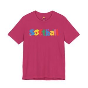softball colorful kids tee — playful retro lettering softball shirt