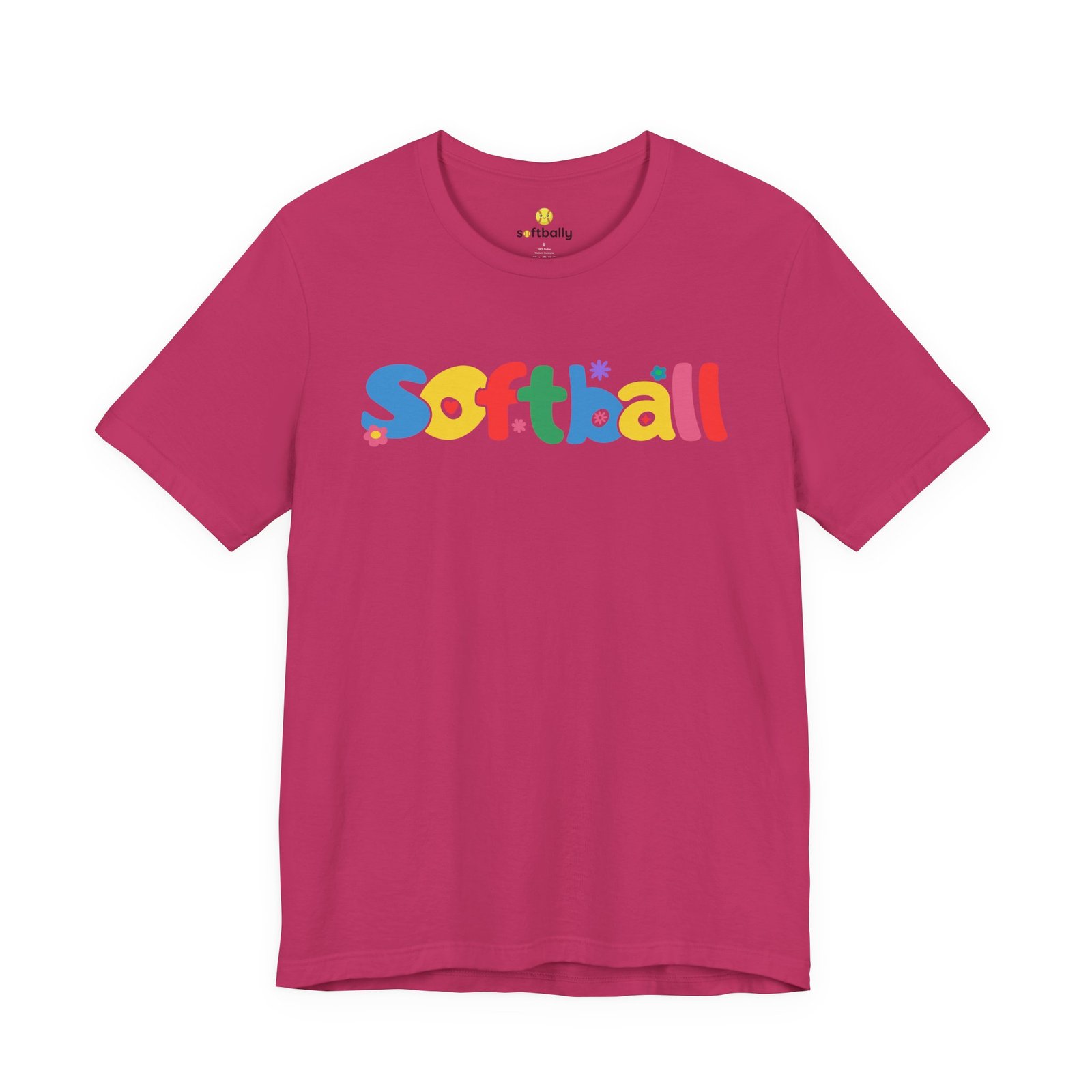 softball colorful kids tee — playful retro lettering softball shirt softball colorful kids tee — playful retro lettering softball shirt