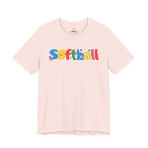 softball colorful kids tee — playful retro lettering softball shirt