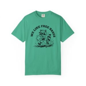 we like free bases softball raccoon graphic on comfort colors 1717 tee