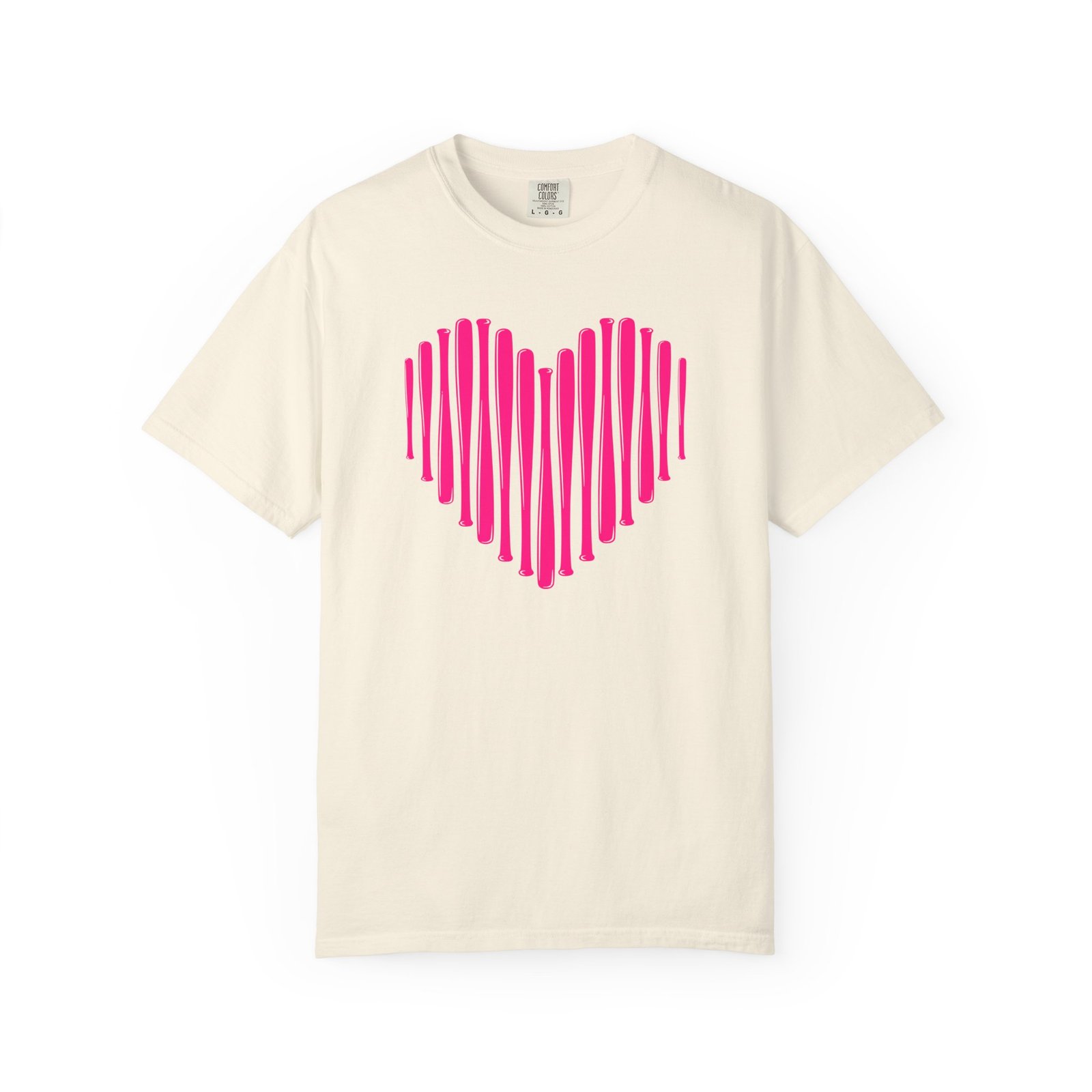 heart bats softball tee pink heart graphic t shirt on comfort colors 1717 shirt