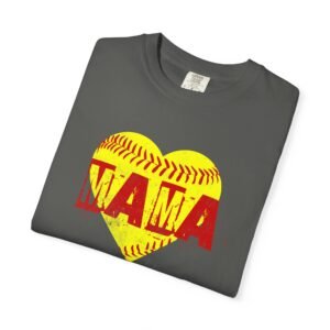 softball heart 'mama' tee — softball mom / mother shirt on comfort colors 1717 t shirt
