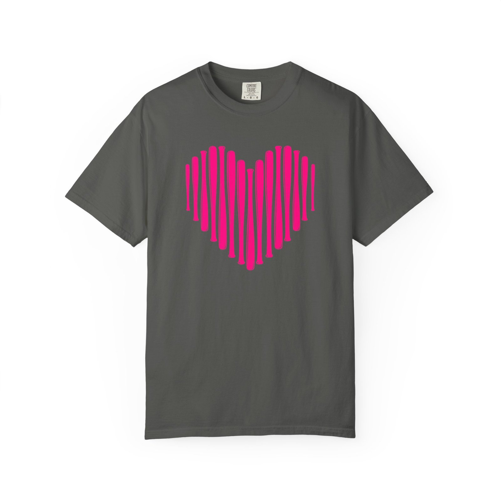 heart bats softball tee pink heart graphic t shirt on comfort colors 1717 shirt
