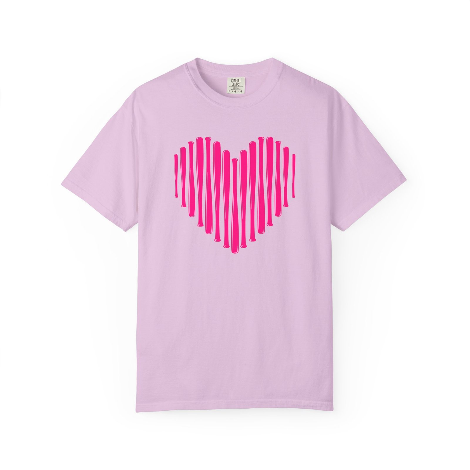 heart bats softball tee pink heart graphic t shirt on comfort colors 1717 shirt