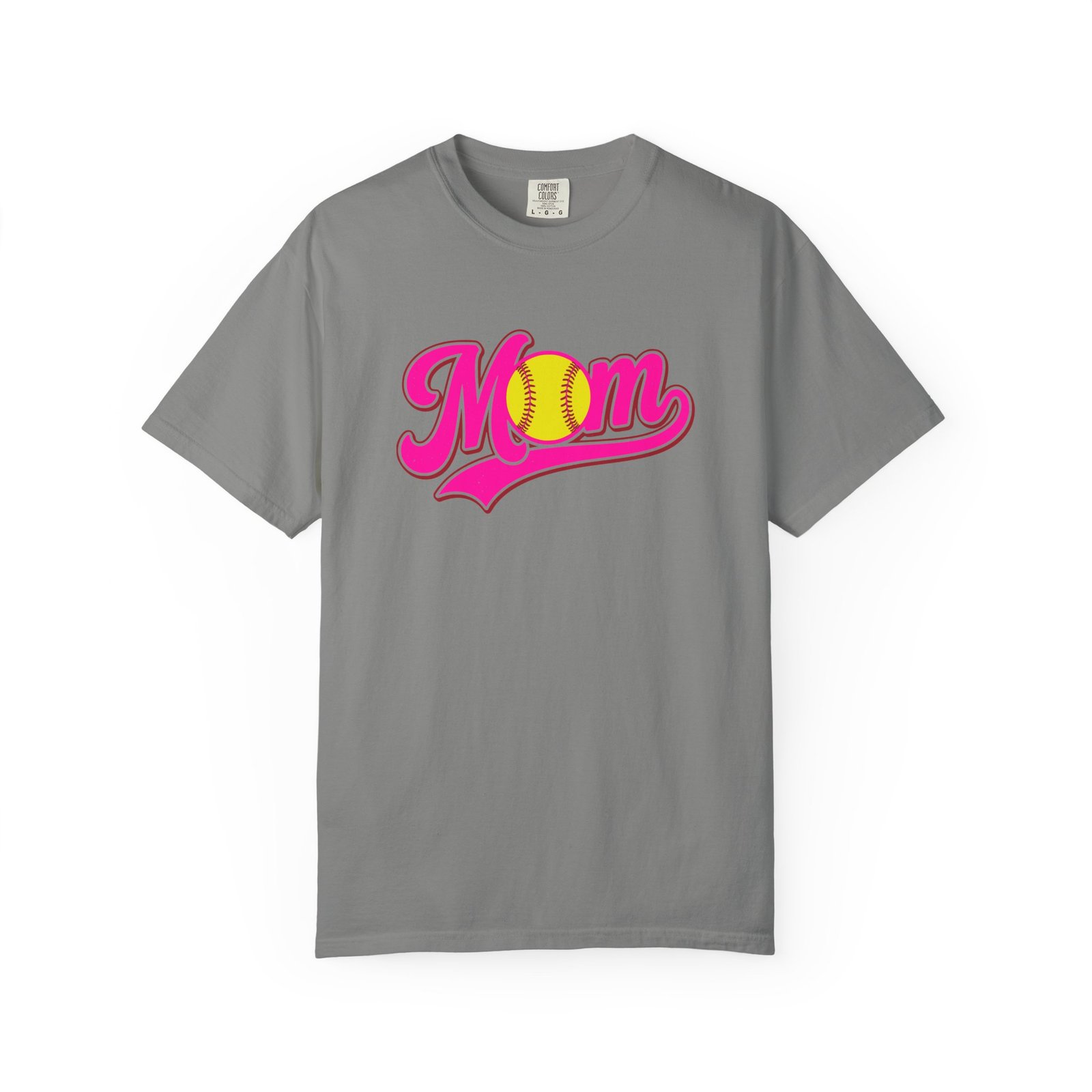 softball mom t shirt pink retro script mom with softball graphic on comfort colors 1717 tee