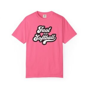 just play softball retro script t‑shirt on comfort colors 1717 tee