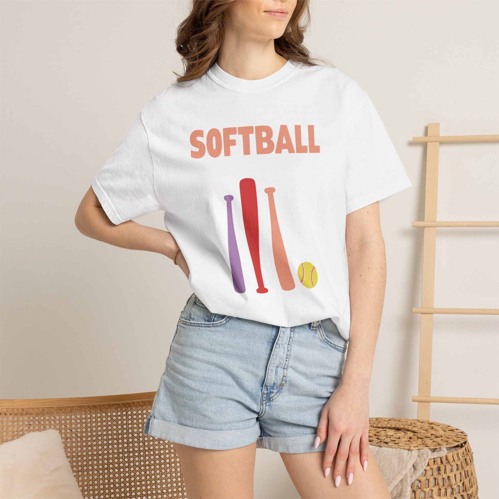 softball gear — simple modern style t shirt on comfort colors 1717 tee