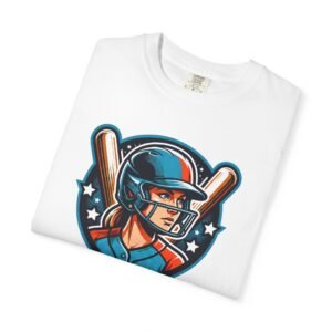 softball player graphic shirt — retro batter softball t‑shirt on comfort colors 1717 tee