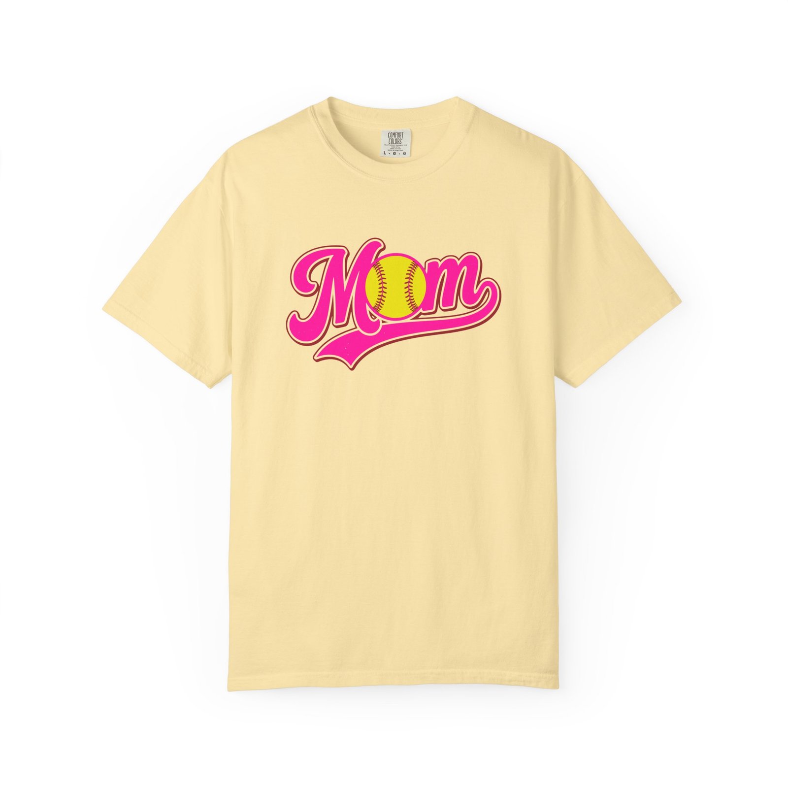 softball mom t shirt pink retro script mom with softball graphic on comfort colors 1717 tee