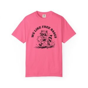 we like free bases softball raccoon graphic on comfort colors 1717 tee