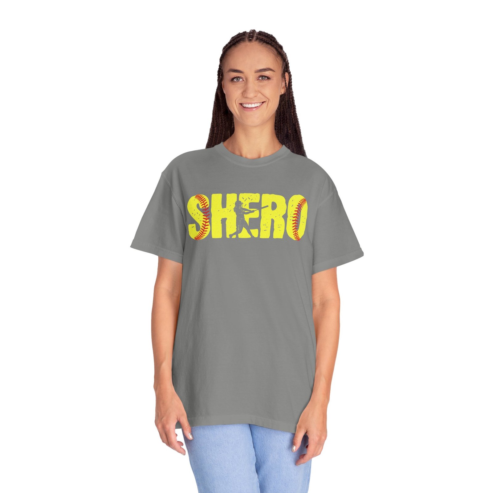 Softball SHero T-Shirt — Women's Softball Design on Comfort Colors 1717 Tee - Image 5