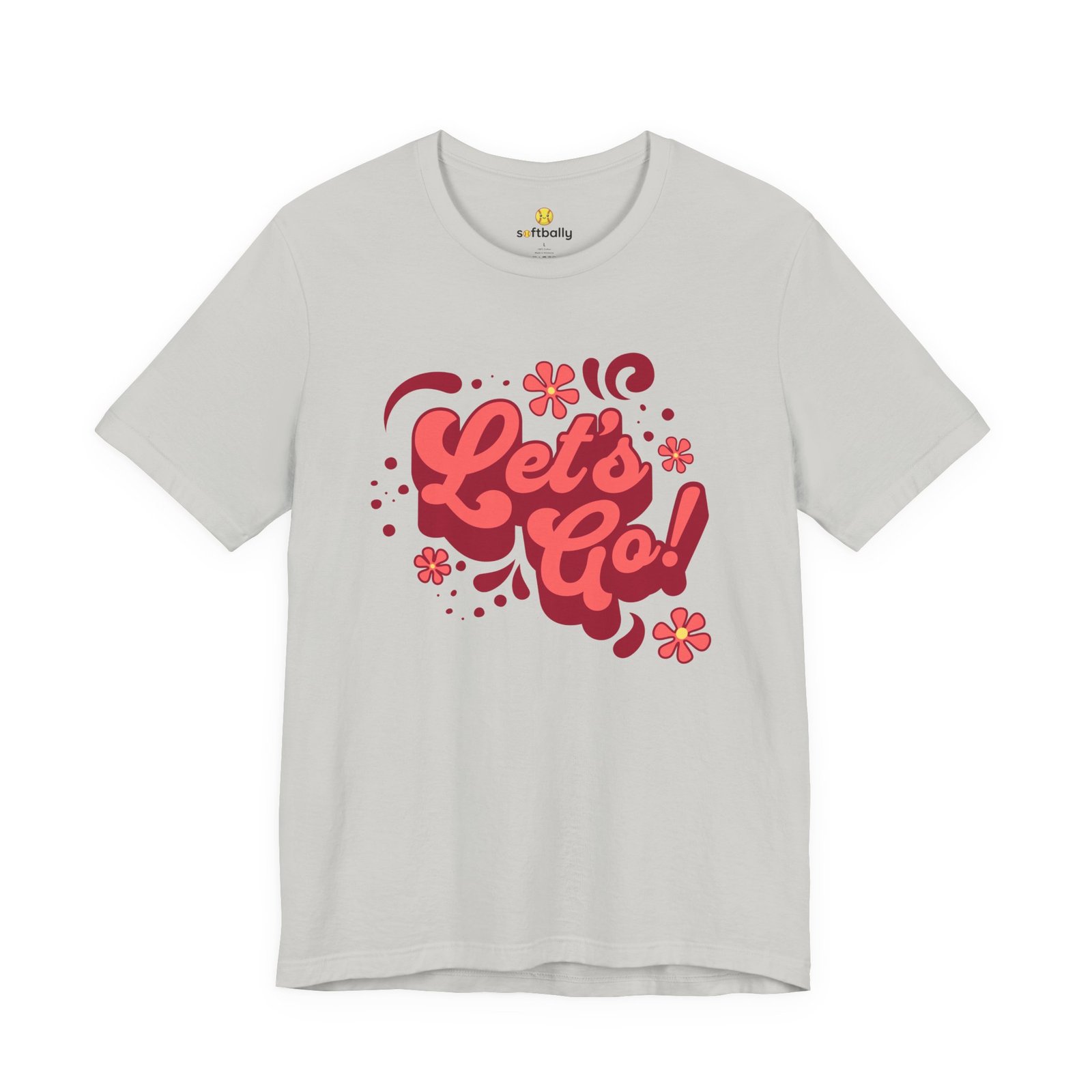 “Let’s Go!” Softball Tee — Bubble Gum Retro Softball T-Shirt - Image 23