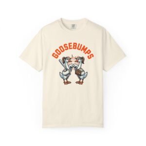 goosebumps graphic tee — softball playing geese fist bumping on comfort colors 1717 t shirt