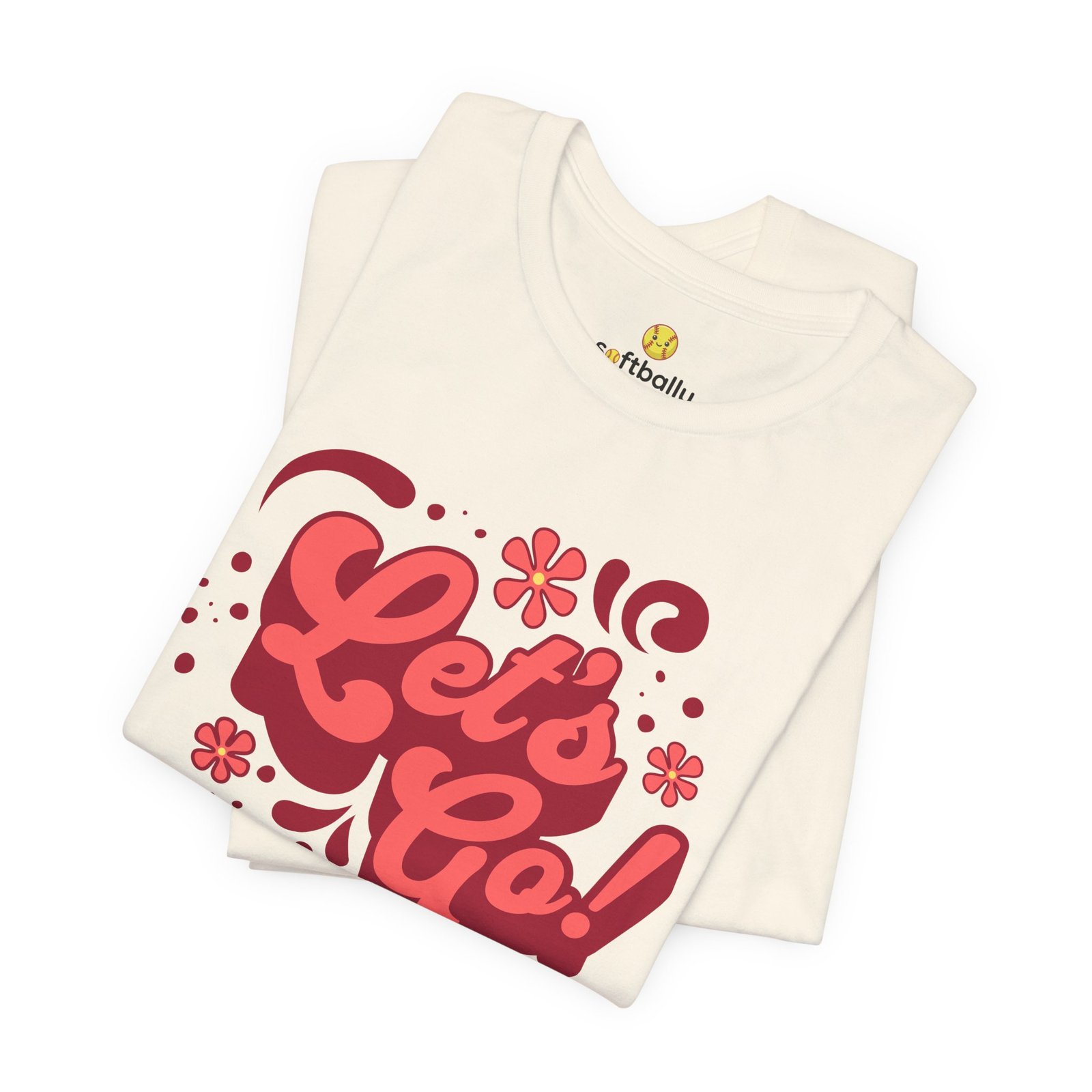 “Let’s Go!” Softball Tee — Bubble Gum Retro Softball T-Shirt - Image 2