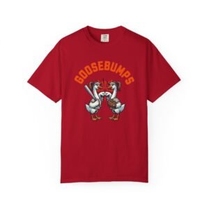 goosebumps graphic tee — softball playing geese fist bumping on comfort colors 1717 t shirt