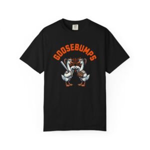 goosebumps graphic tee — softball playing geese fist bumping on comfort colors 1717 t shirt