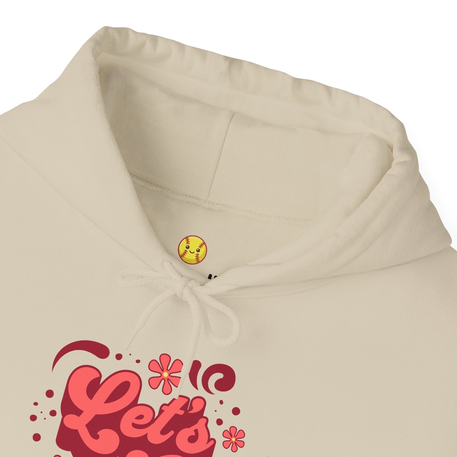 “Let’s Go!” Softball Hoodie - Bubble Gum Retro Softball Hooded Sweatshirt - Image 4