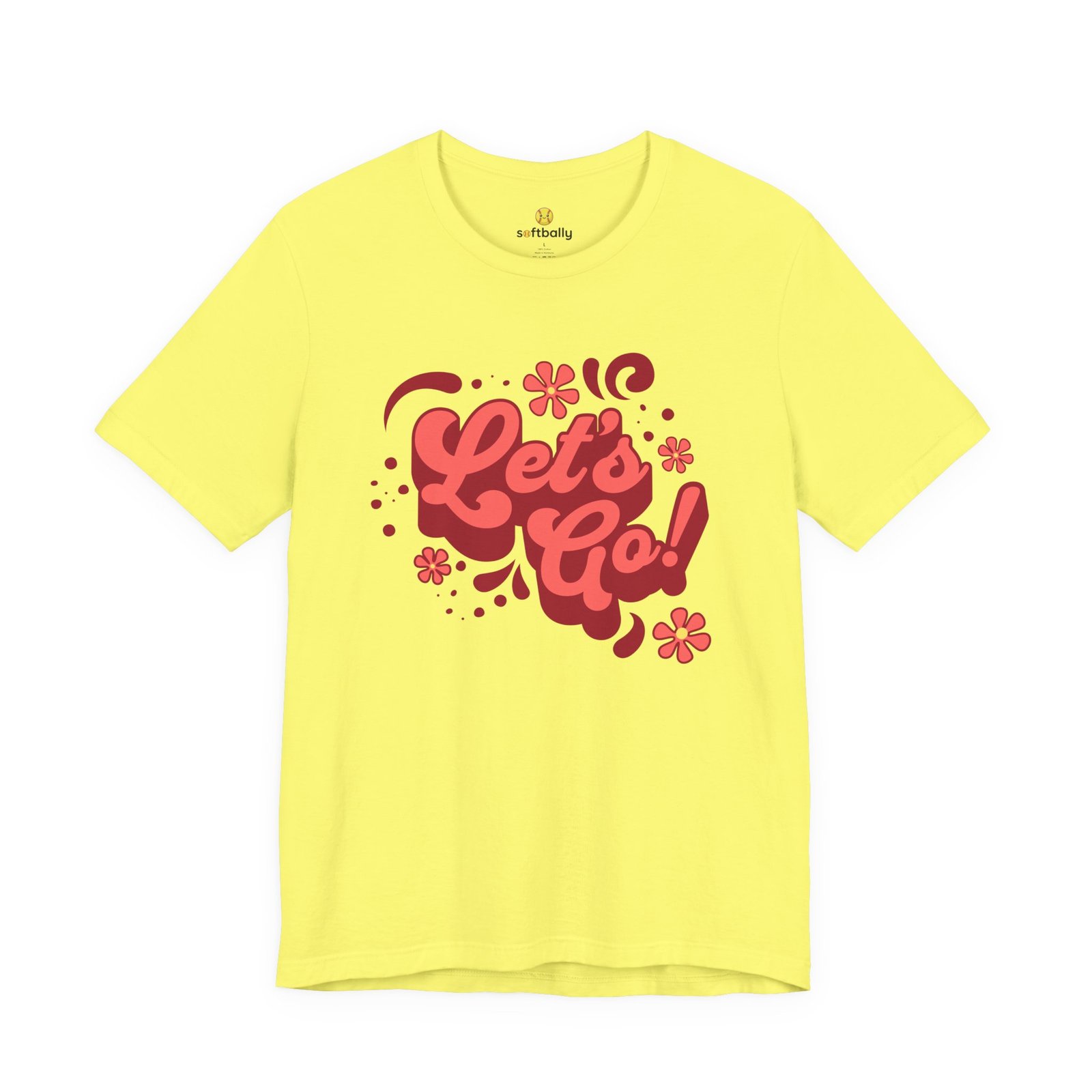“Let’s Go!” Softball Tee — Bubble Gum Retro Softball T-Shirt - Image 21